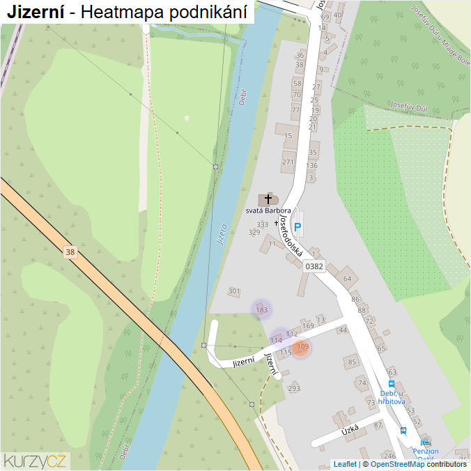 Mapa Jizerní - Firmy v ulici.