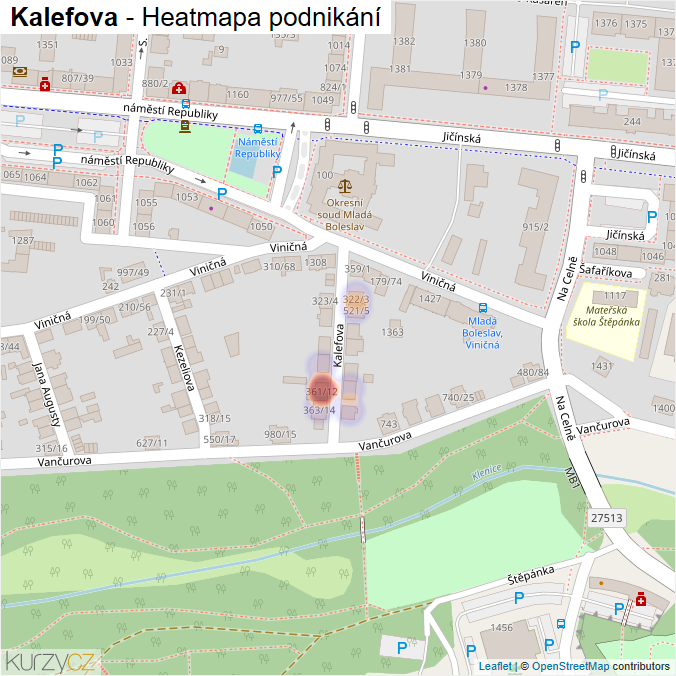 Mapa Kalefova - Firmy v ulici.