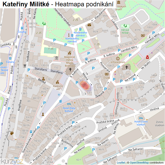Mapa Kateřiny Militké - Firmy v ulici.