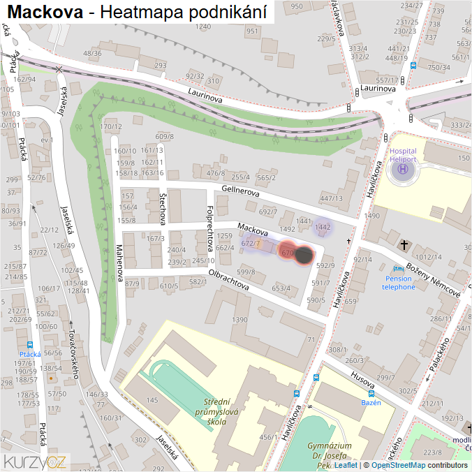 Mapa Mackova - Firmy v ulici.