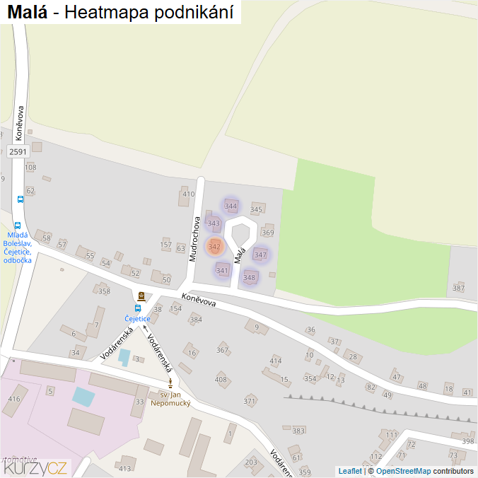 Mapa Malá - Firmy v ulici.