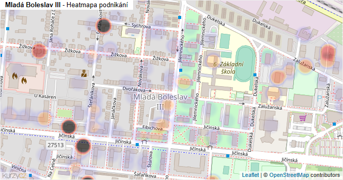 Mladá Boleslav III - mapa podnikání