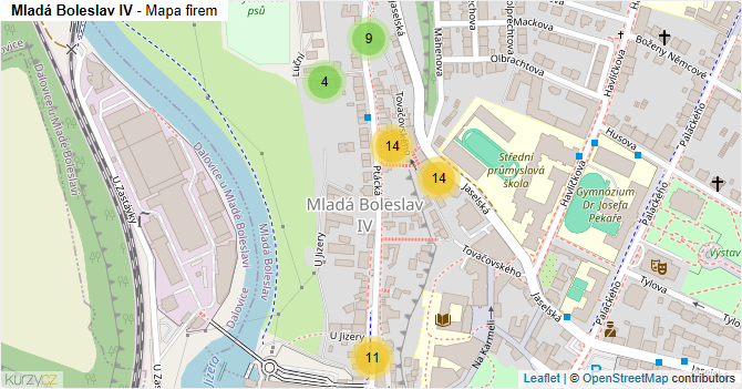 Mladá Boleslav IV - mapa firem