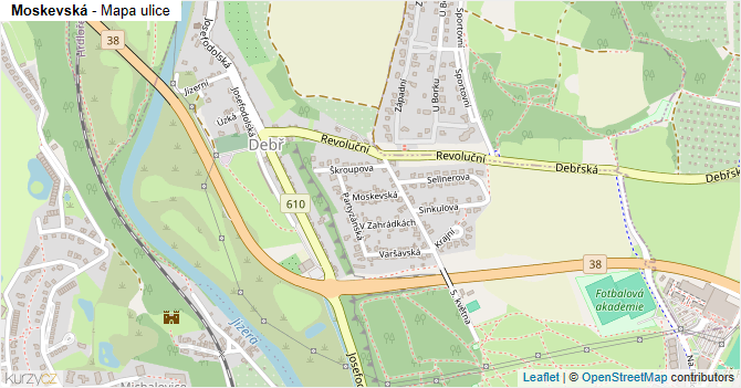Moskevská - mapa ulice