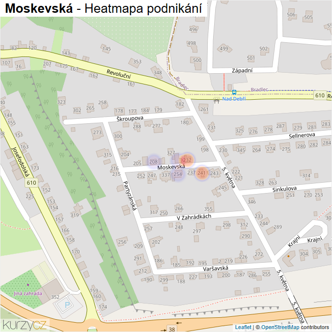 Mapa Moskevská - Firmy v ulici.