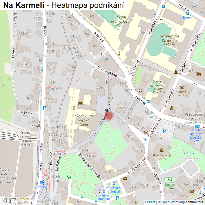 Mapa Na Karmeli - Firmy v ulici.