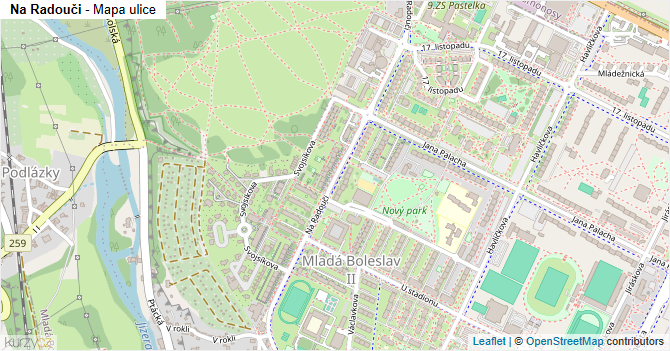 Na Radouči - mapa ulice