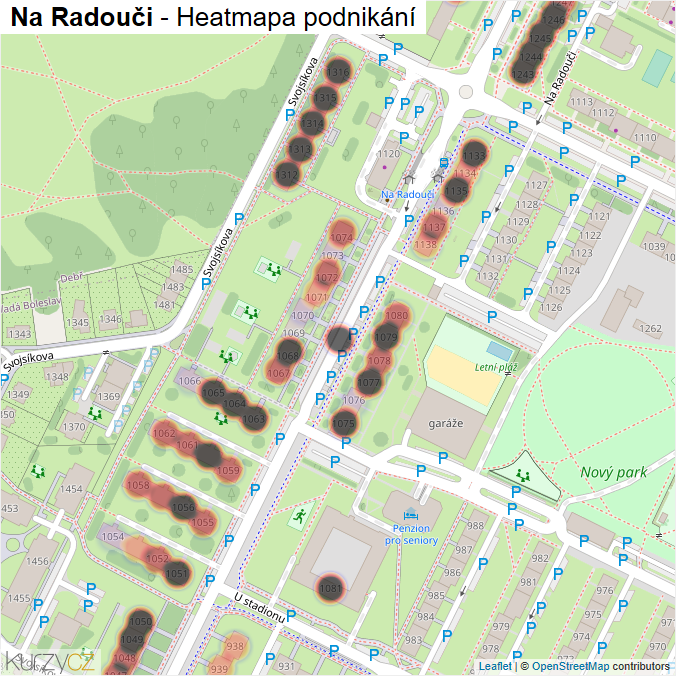 Mapa Na Radouči - Firmy v ulici.