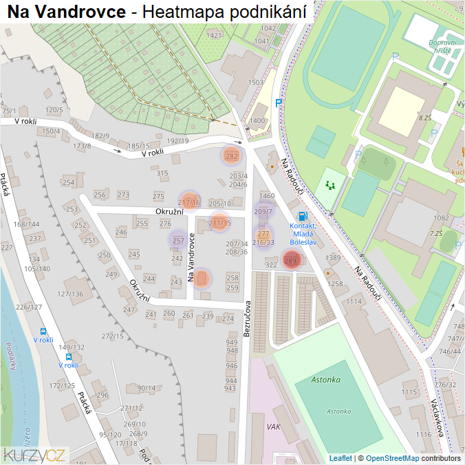 Mapa Na Vandrovce - Firmy v ulici.