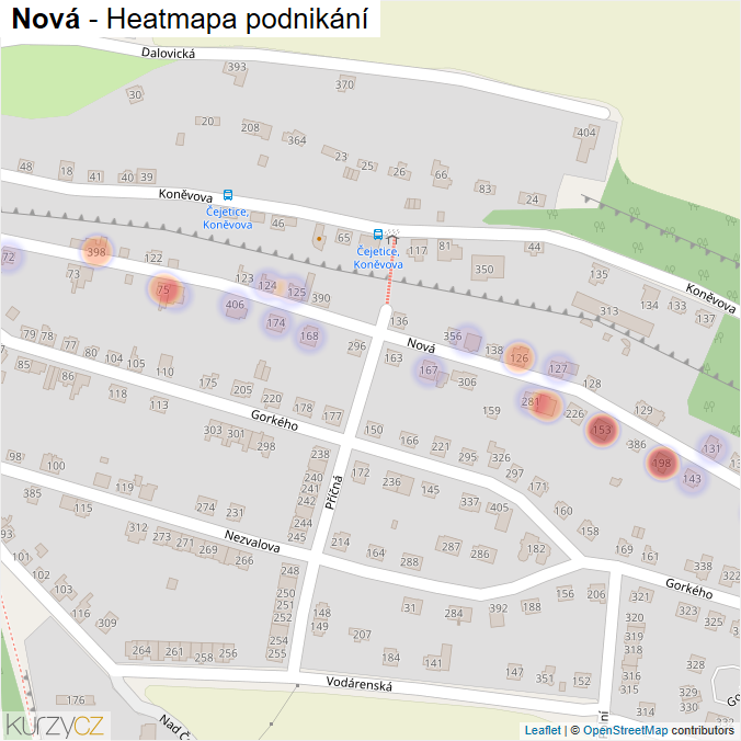 Mapa Nová - Firmy v ulici.
