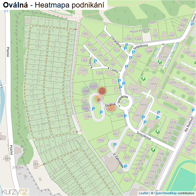 Mapa Oválná - Firmy v ulici.