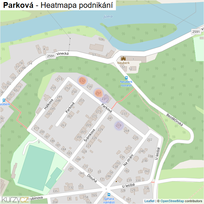 Mapa Parková - Firmy v ulici.