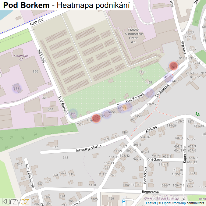 Mapa Pod Borkem - Firmy v ulici.