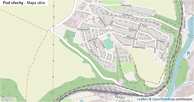 Pod ořechy - mapa ulice