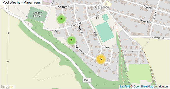 Pod ořechy - mapa firem