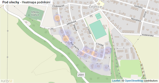 Pod ořechy - mapa podnikání