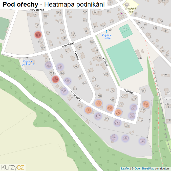 Mapa Pod ořechy - Firmy v ulici.
