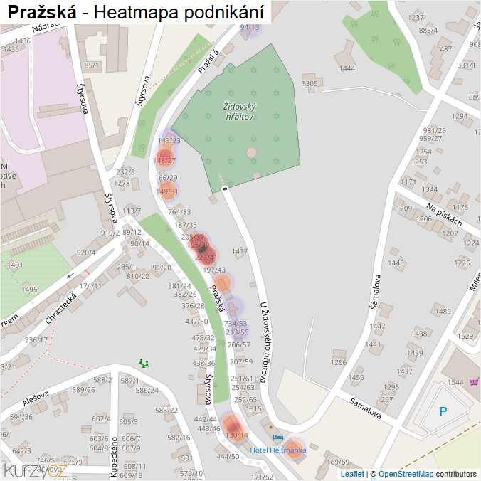 Mapa Pražská - Firmy v ulici.