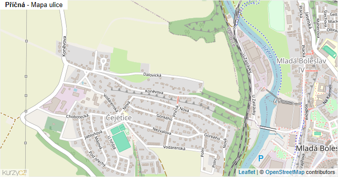 Příčná - mapa ulice