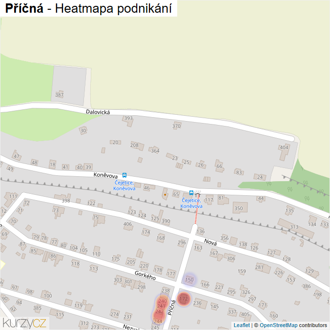 Mapa Příčná - Firmy v ulici.
