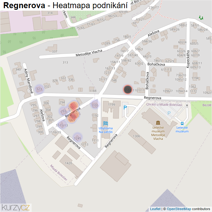 Mapa Regnerova - Firmy v ulici.