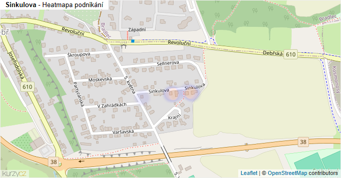 Sinkulova - mapa podnikání