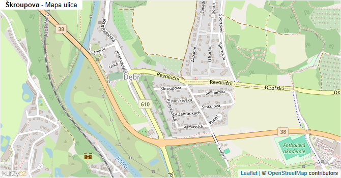 Škroupova - mapa ulice