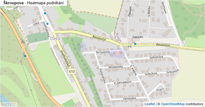 Škroupova - mapa podnikání