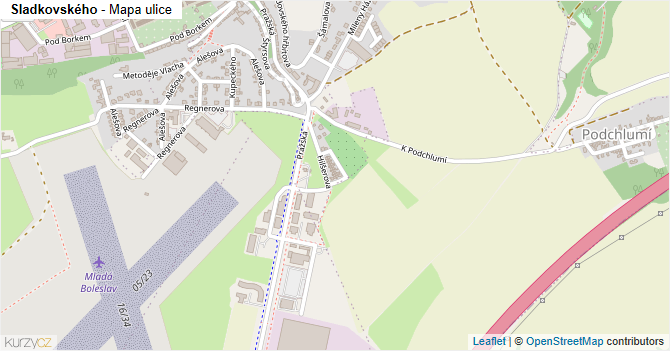 Sladkovského - mapa ulice