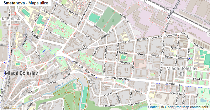 Smetanova - mapa ulice