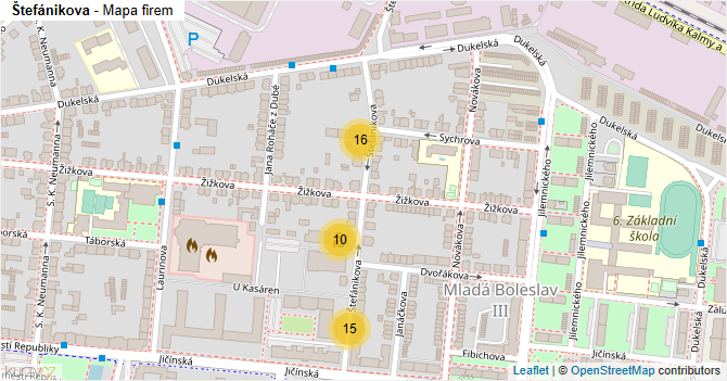 Štefánikova - mapa firem