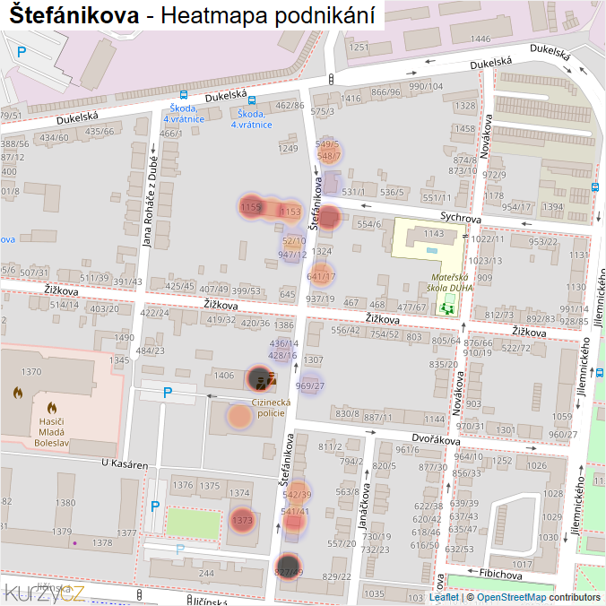 Mapa Štefánikova - Firmy v ulici.