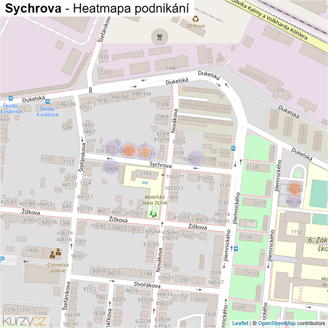 Mapa Sychrova - Firmy v ulici.