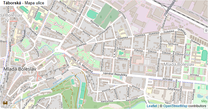 Táborská - mapa ulice