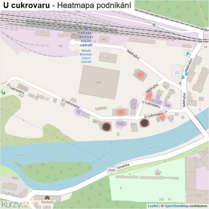 Mapa U cukrovaru - Firmy v ulici.