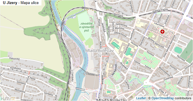 U Jizery - mapa ulice