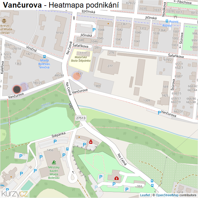 Mapa Vančurova - Firmy v ulici.