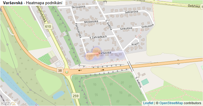 Varšavská - mapa podnikání