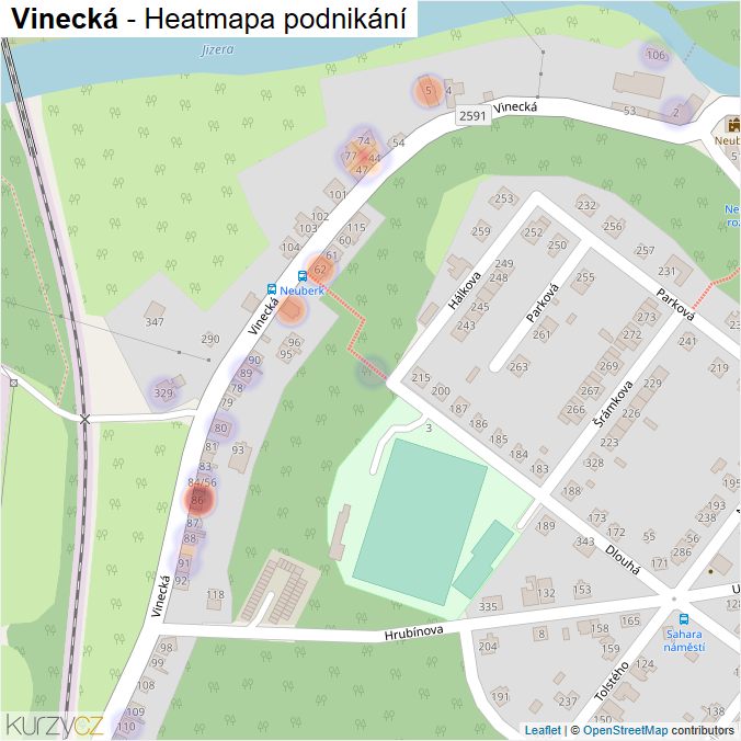 Mapa Vinecká - Firmy v ulici.