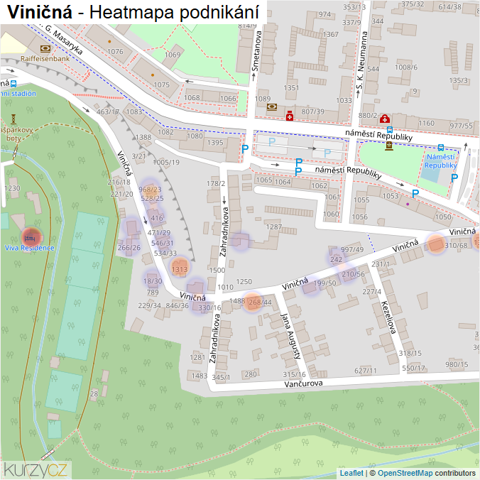 Mapa Viničná - Firmy v ulici.