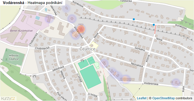 Vodárenská - mapa podnikání