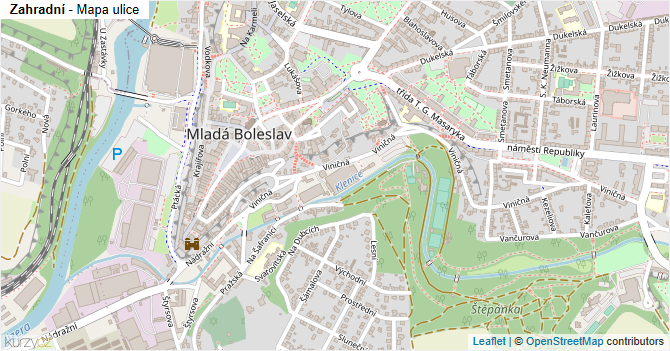 Zahradní - mapa ulice