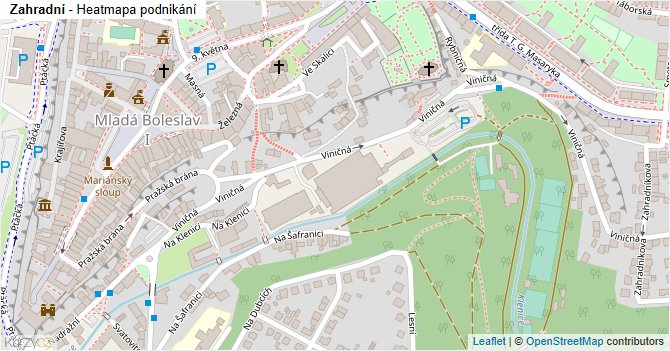 Zahradní - mapa podnikání