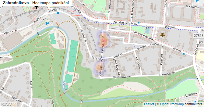 Zahradníkova - mapa podnikání