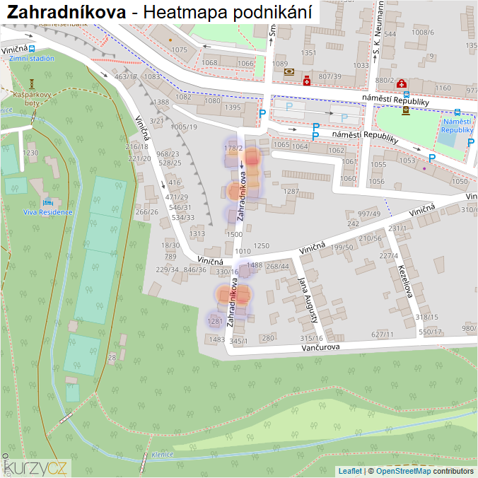 Mapa Zahradníkova - Firmy v ulici.
