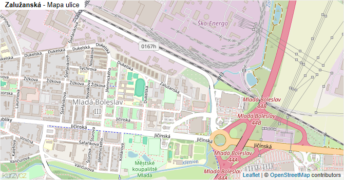 Zalužanská - mapa ulice