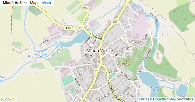 Mladá Vožice - mapa města