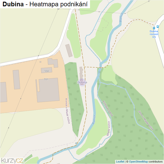 Mapa Dubina - Firmy v části obce.