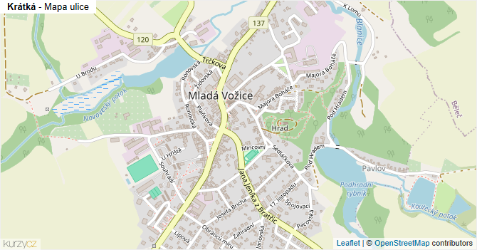 Krátká - mapa ulice
