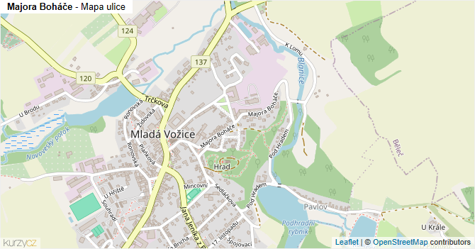 Majora Boháče - mapa ulice